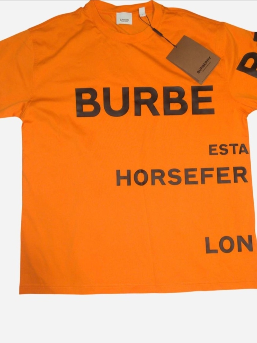 Burberry Orange Short-Sleeve Logo Graphic Tee